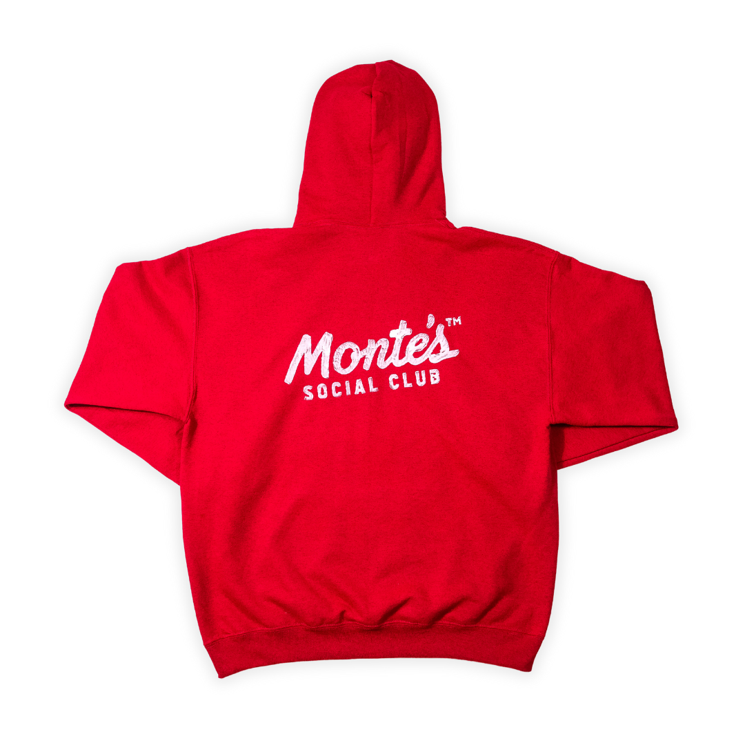 Monte's Social Club Red Hoodie Monte's Fine Foods