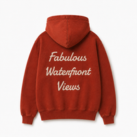 Pasta Beach Red Hoodie Waterfront Views