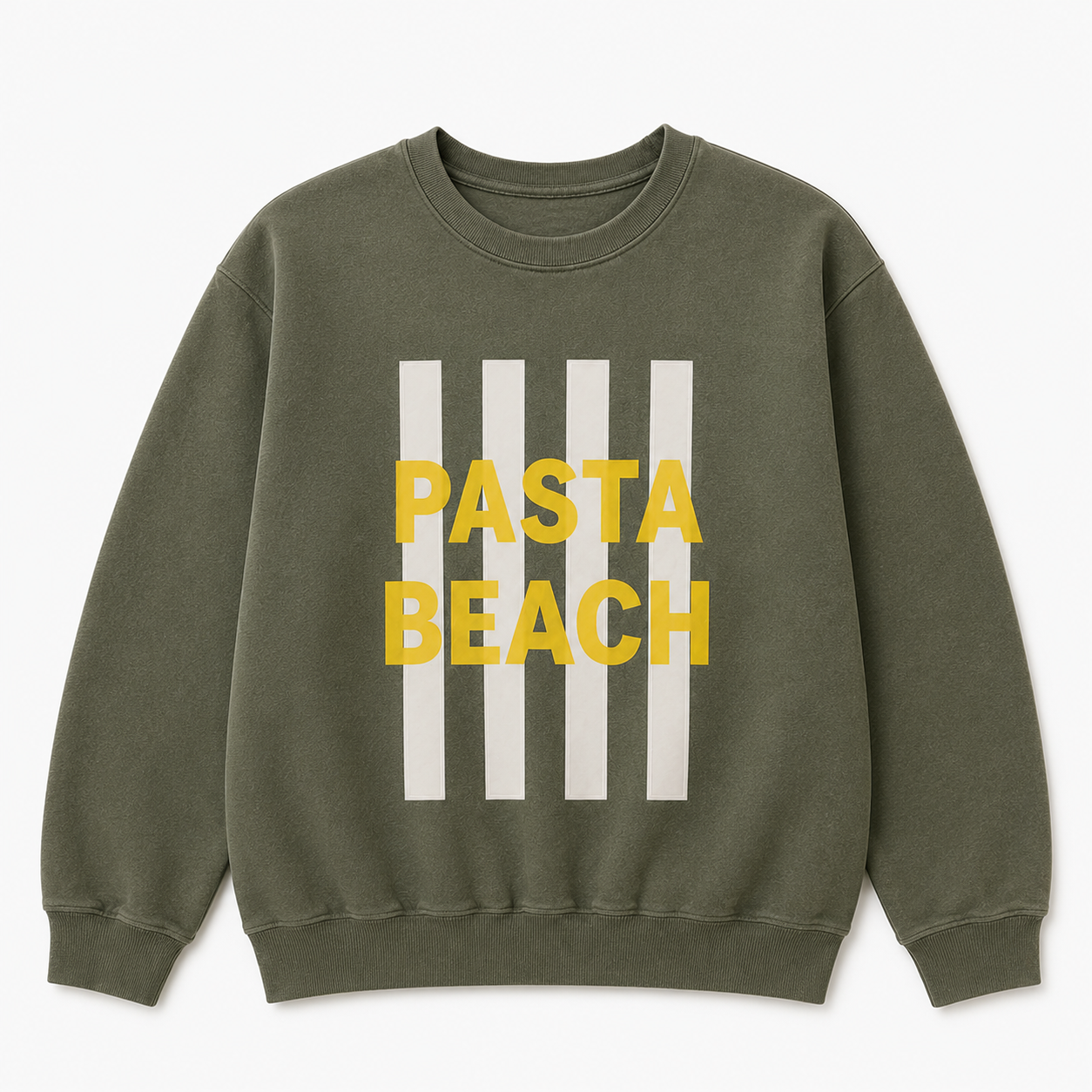 Pasta Beach Green Stripes Crewneck Sweatshirt