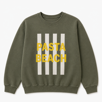 Pasta Beach Green Stripes Crewneck Sweatshirt