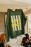 Pasta Beach Green Stripes Crewneck Sweatshirt