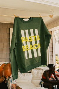 Pasta Beach Green Stripes Crewneck Sweatshirt