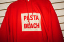 Pasta Beach Red Hoodie Waterfront Views