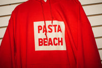 Pasta Beach Red Hoodie Waterfront Views