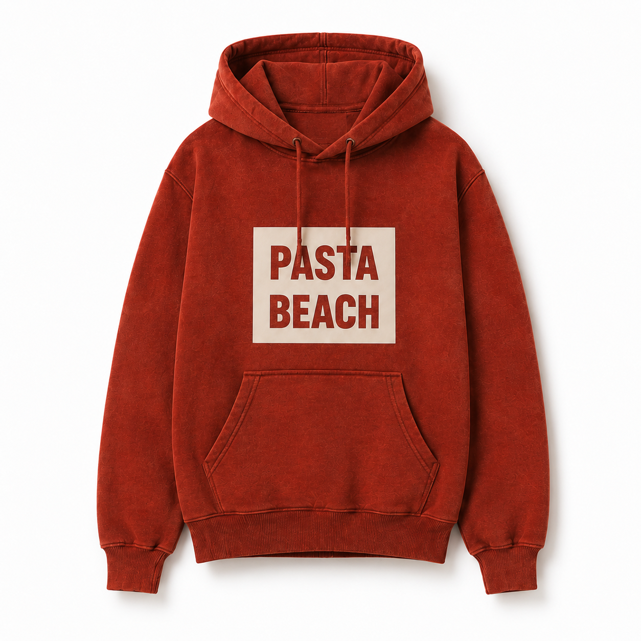 Pasta Beach Red Hoodie Waterfront Views