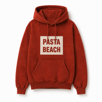 Pasta Beach Red Hoodie Waterfront Views